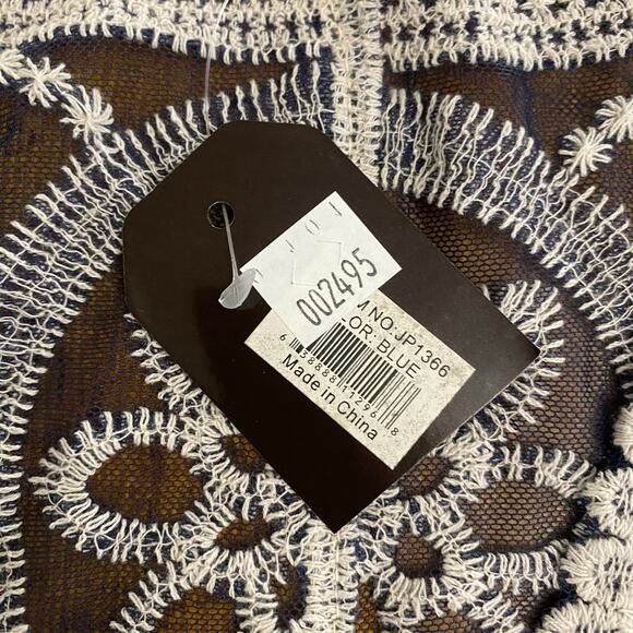 Janice Apparel NWT Vintage Style Navy Blue Embroidered Lace Kimono OS Boho - Picture 8 of 10